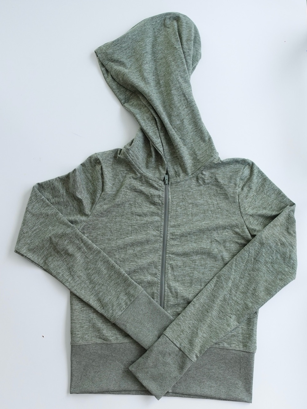 WeWoreWhat Fitted Zip Up Hoodie Heather Green | Medium